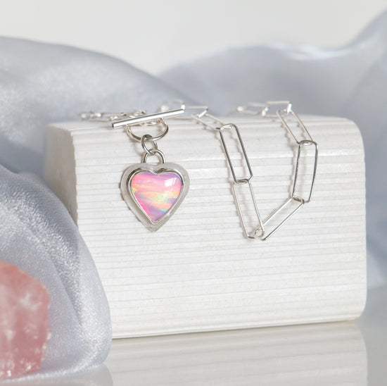 Aurora Opal Heart Necklace