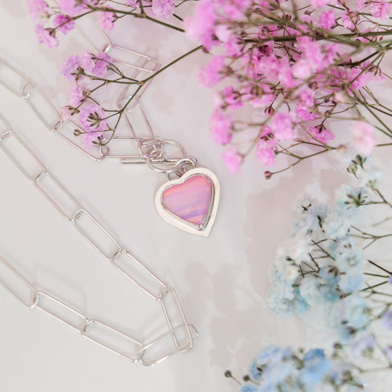 Aurora Opal Heart Necklace