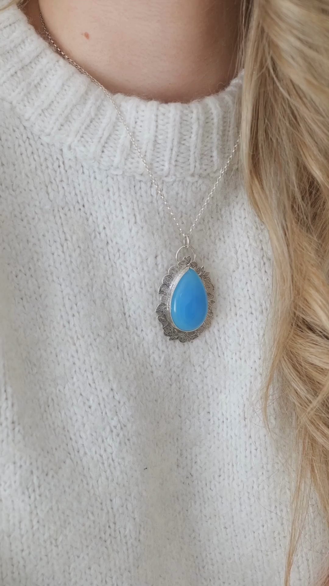Chalcedony Teardrop Pendant