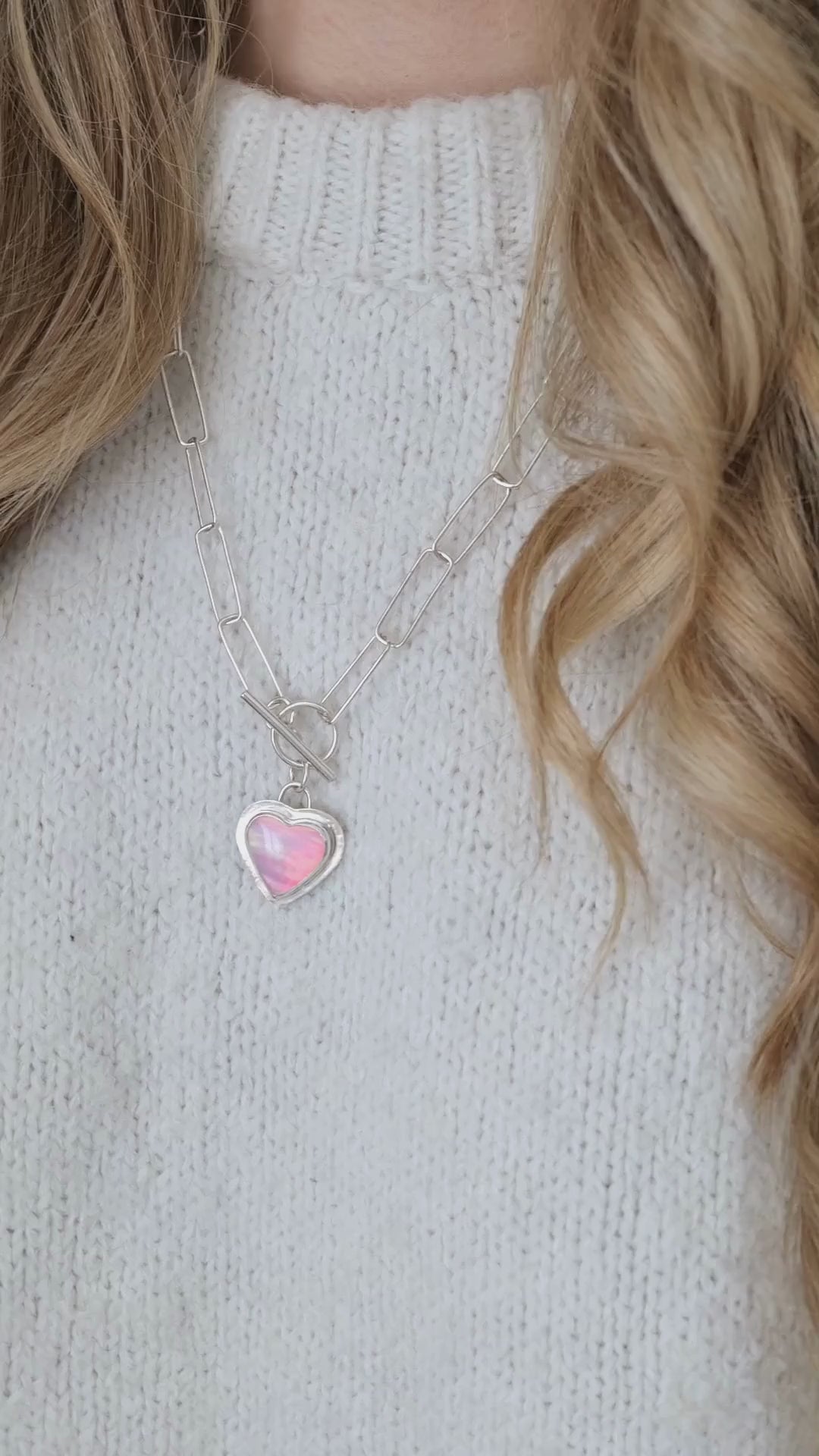 Aurora Opal Heart Necklace