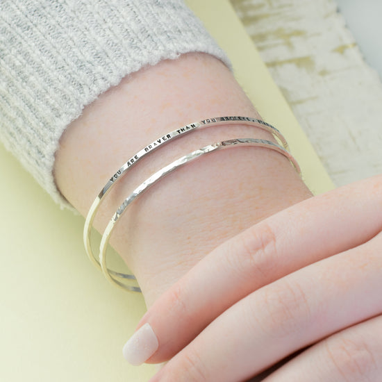 Load image into Gallery viewer, Hammered Mantra Bangle

