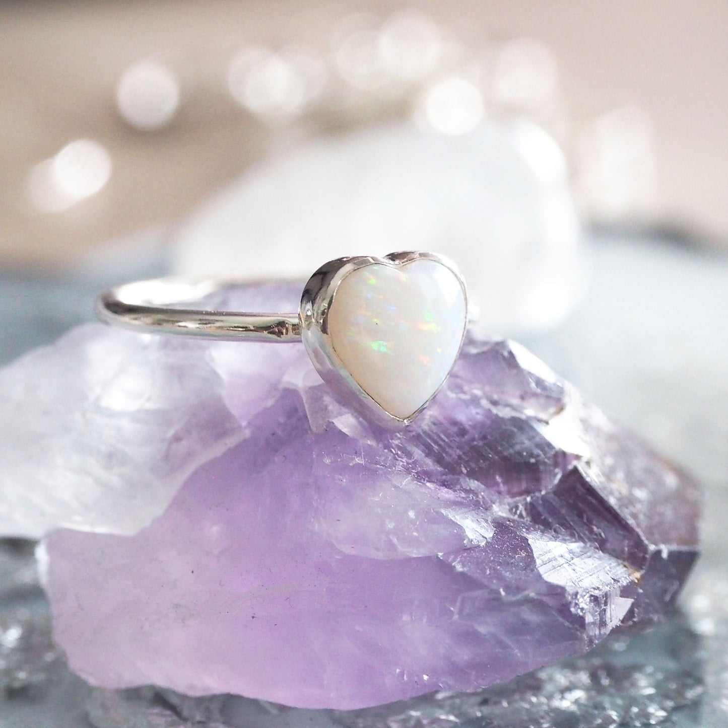 Opal Heart Ring – Homebird Jewellery - Main Image