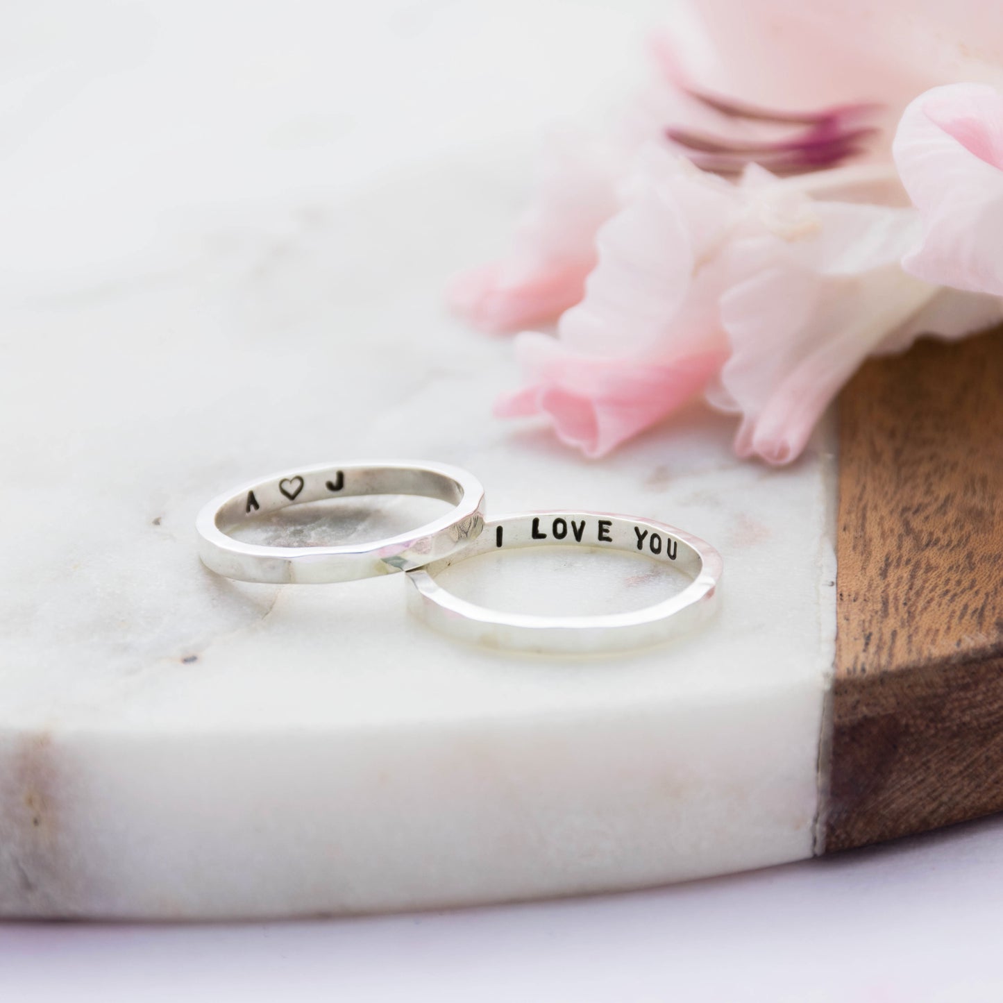 Skinny Hammered Message Ring